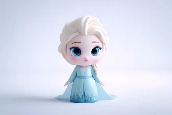 GPT image: Icy Blue Chibi Elsa: 3D Vinyl Toy Art - AI generated artwork with prompt