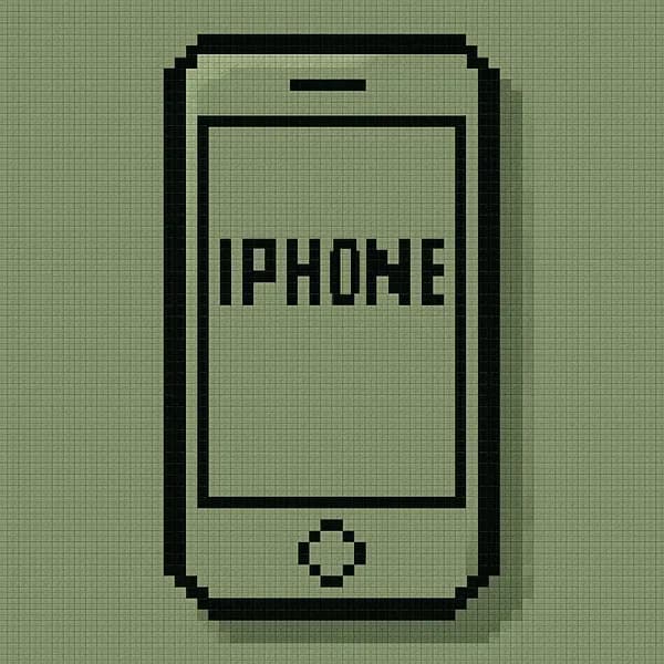 GPT image: Retro Monochrome Pixelated iPhone Art - AI generated artwork with prompt