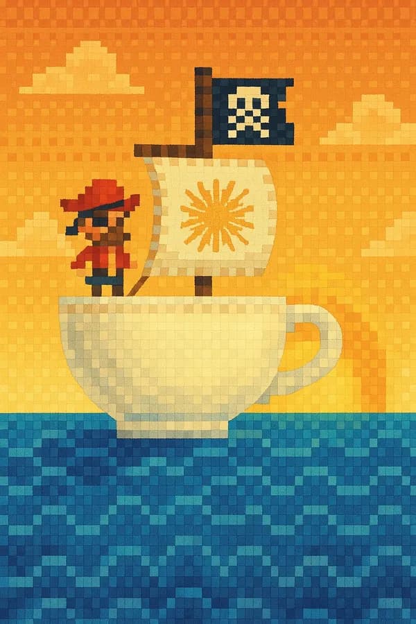 GPT image: Pixel-Pirate Adventure: Quilted Seas at Sunrise - AI generated artwork with prompt